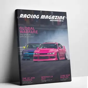 Unframed JDM Drift Car Canvas Art Pink Silvia S14 Magazine Poster Speed Racing Garage Wall Decor
