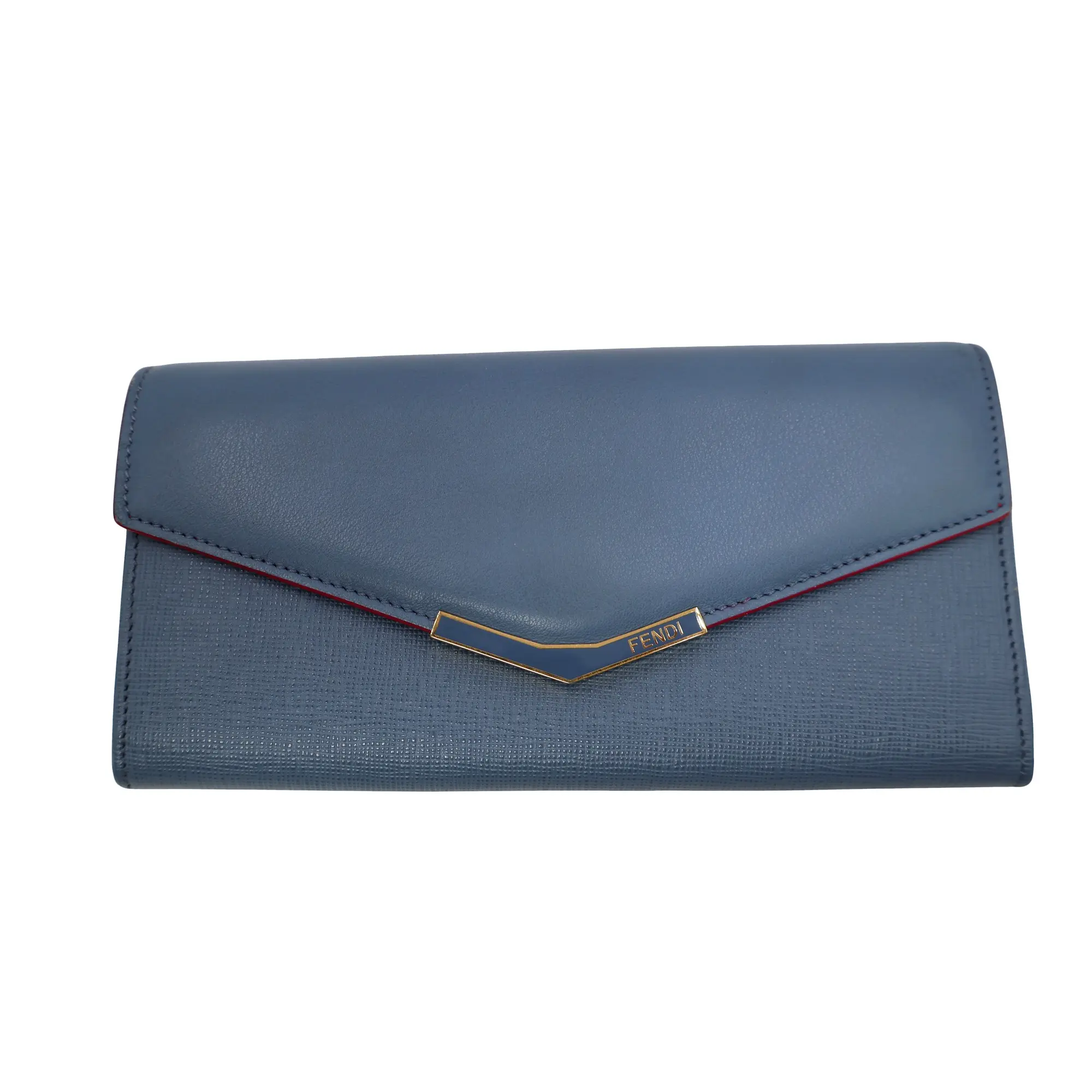 Pre-owned FENDI leather Small Leather Goods Vitello Elite 2Jours Continental Wallet (F2078)