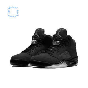 Black Suede Upper High-Top Retro Basketball Shoes with Sawtooth Midsole Details