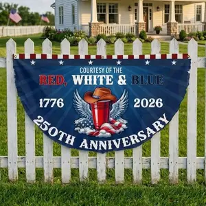 Courtesy Of The Red, White &amp; Blue Toby Keith semicircular Flag, 250th Anniversary Flag, 4th Of July Decor, Country Music
