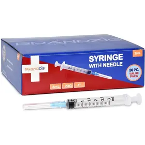 50-Pack 3ml Pet Feeding & Measuring Syringe with 23G 1" Needle, Pet Nursing Essentials