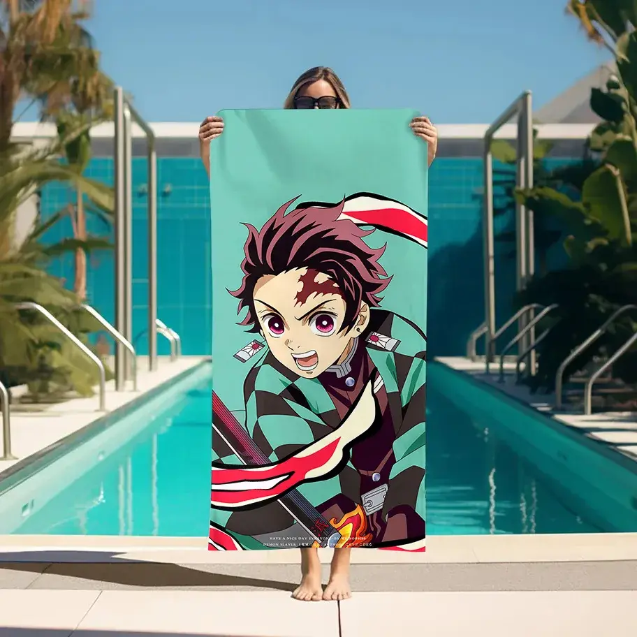 Demon Slayer Beach Towel - No yaiba Anime Beach Towel  - Anime Demon Slayer Beach Towels - Summer Beach