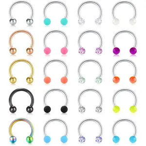 16G Stainless Steel Horseshoe Nose Septum Rings Piercing Jewelry Cartilage Helix Tragus Earring Hoop Lip Horseshoe Piercing Retainer for Women Men 8mm 10mm