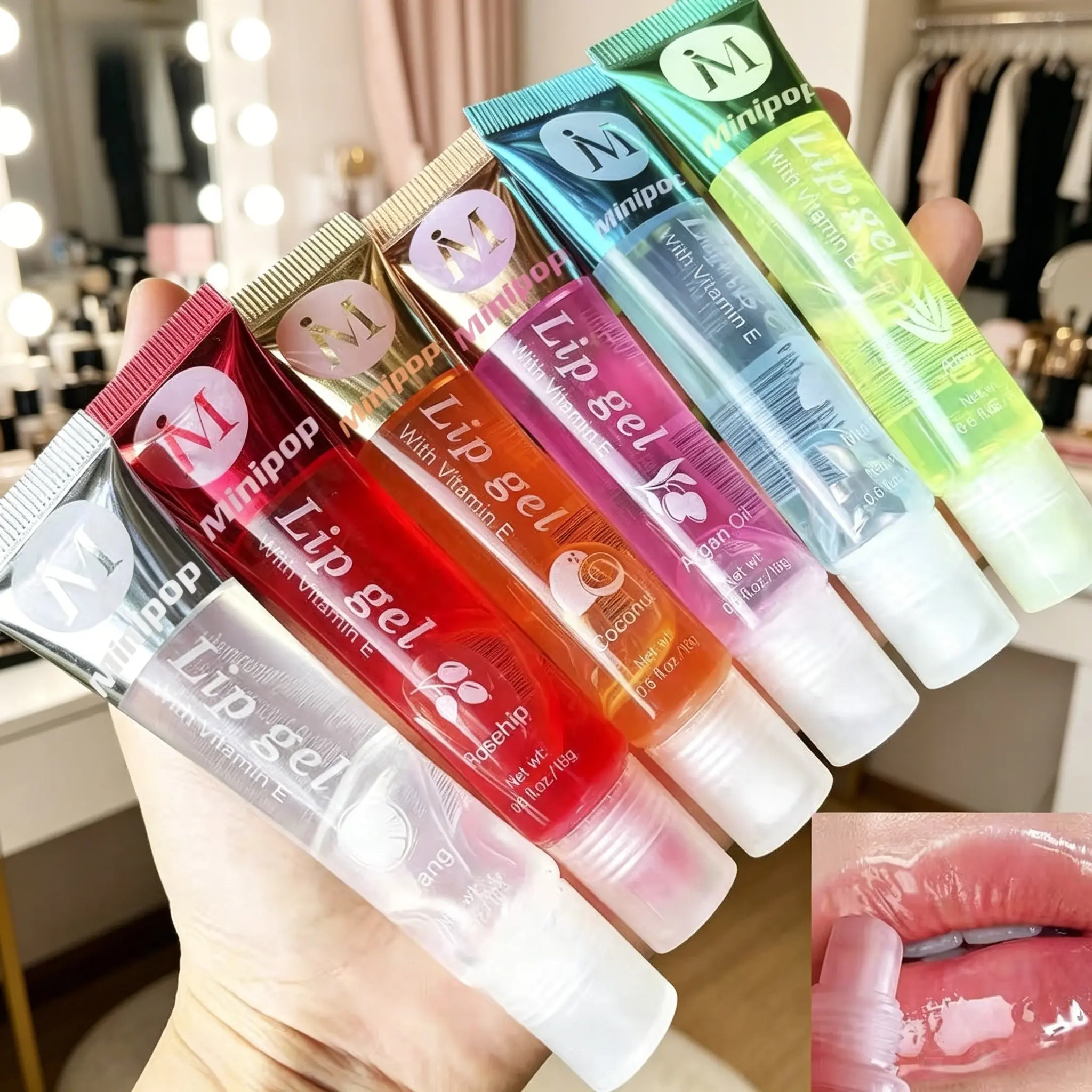 6Pcs Transparent Fruity Lip Oil, Hydrating Glossy Lip Gloss Tube Lip Care Oil, Moisturizing Lip Glaze Lip Product