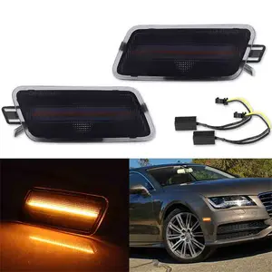 2PCS Smoke Lens Amber LED Front Side Marker Lights For Audi A7 S7 RS7 Quattro 4G8 2012 2013 2014 2015 2016 2017 2018 Replace OEM 4G8945071 4G8945072 4G8945128 4G8945127