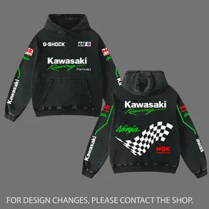 NGK Kawasaki Hoodie Washed Vintage Racing Streetwear, Motorcycle Graphic Hoodie Unisex, Designed for Motor Fans, Sportbike Culture, Speed Lovers & Urban Motorbike Style