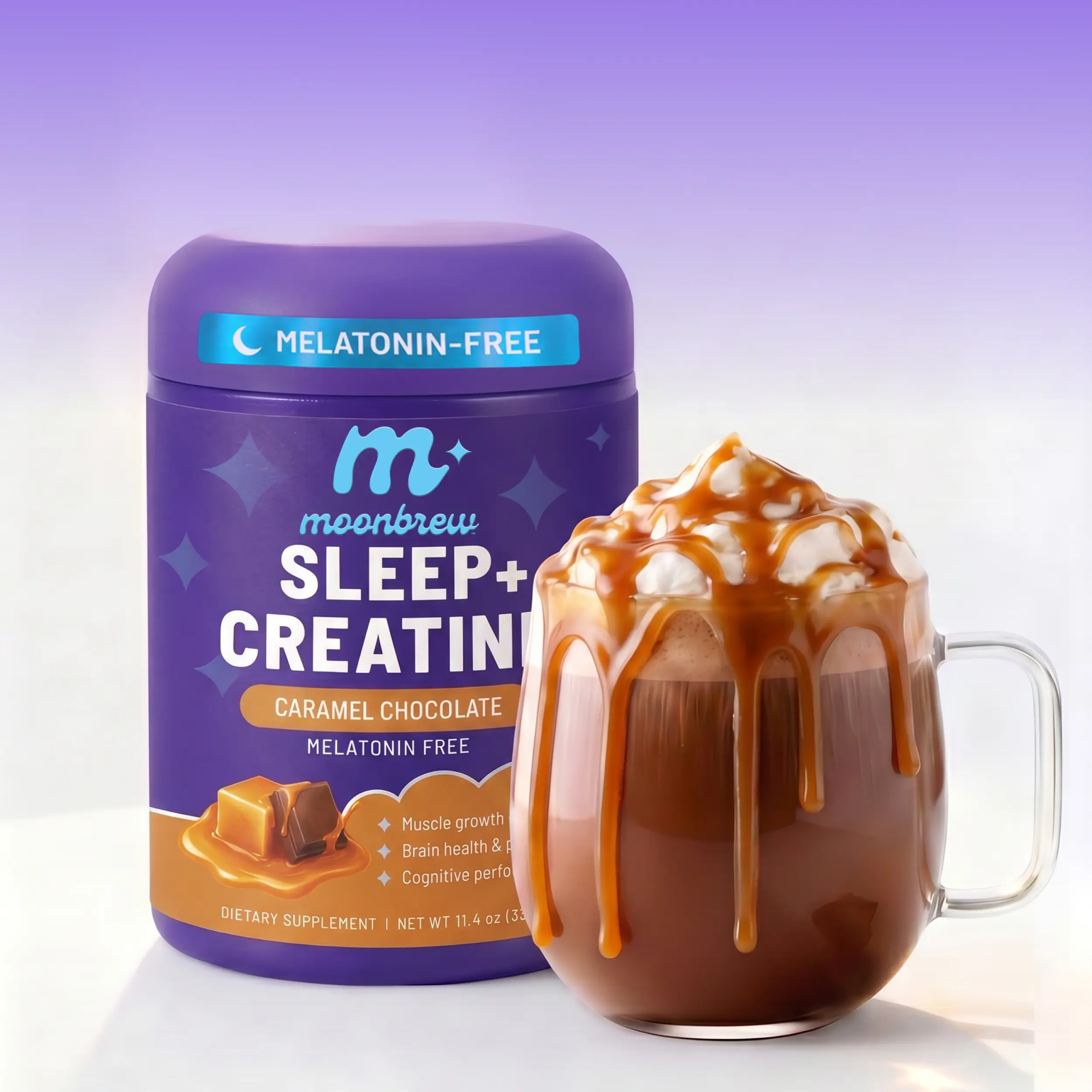 MoonBrew Sleep + Creatine (5g Creatine Monohydrate) Caramel Chocolate - Magnesium Aid