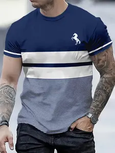 1 piece of men's digital printed short sleeved T-shirt with clear and bright patterns that are not easy to fade, fashionable and personalized. The loose round neck version is not picky about body shape, suitable for casual travel, football printing, and s