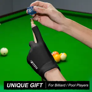FITFIV Billiards Glove Professional 3-Finger Pool Glove for Left Hand, Snooker Cue Gloves for Men and Women