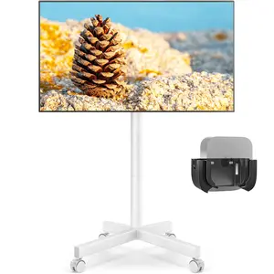 Rfiver Mobile TV Cart Rolling Floor Stand with Mount for 23-65 inch TVs up to 88 lbs, White