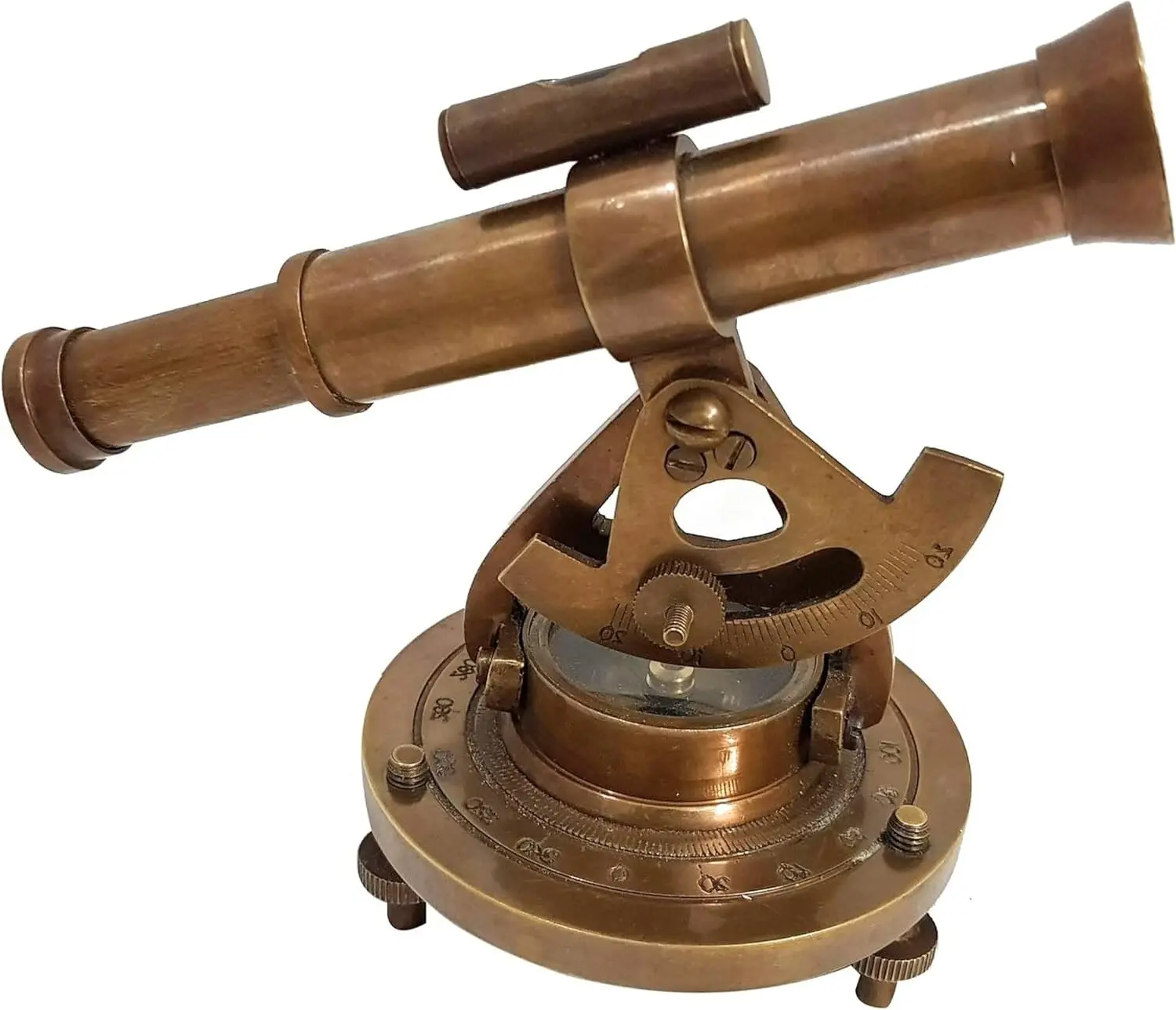 Antique Brass Nautical Alidade Telescope Compass Surveying Theodolite Marine Home Office Table Decor Survey Transit Instrument
