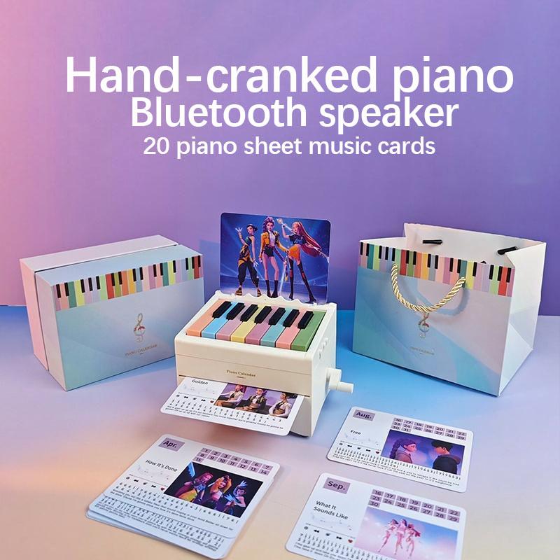 Bluetooth Hand-Cranked Mini Piano Calendar with Speaker – Playable Desktop Music Decor, Creative Gift for Birthdays/Weddings/Christmas