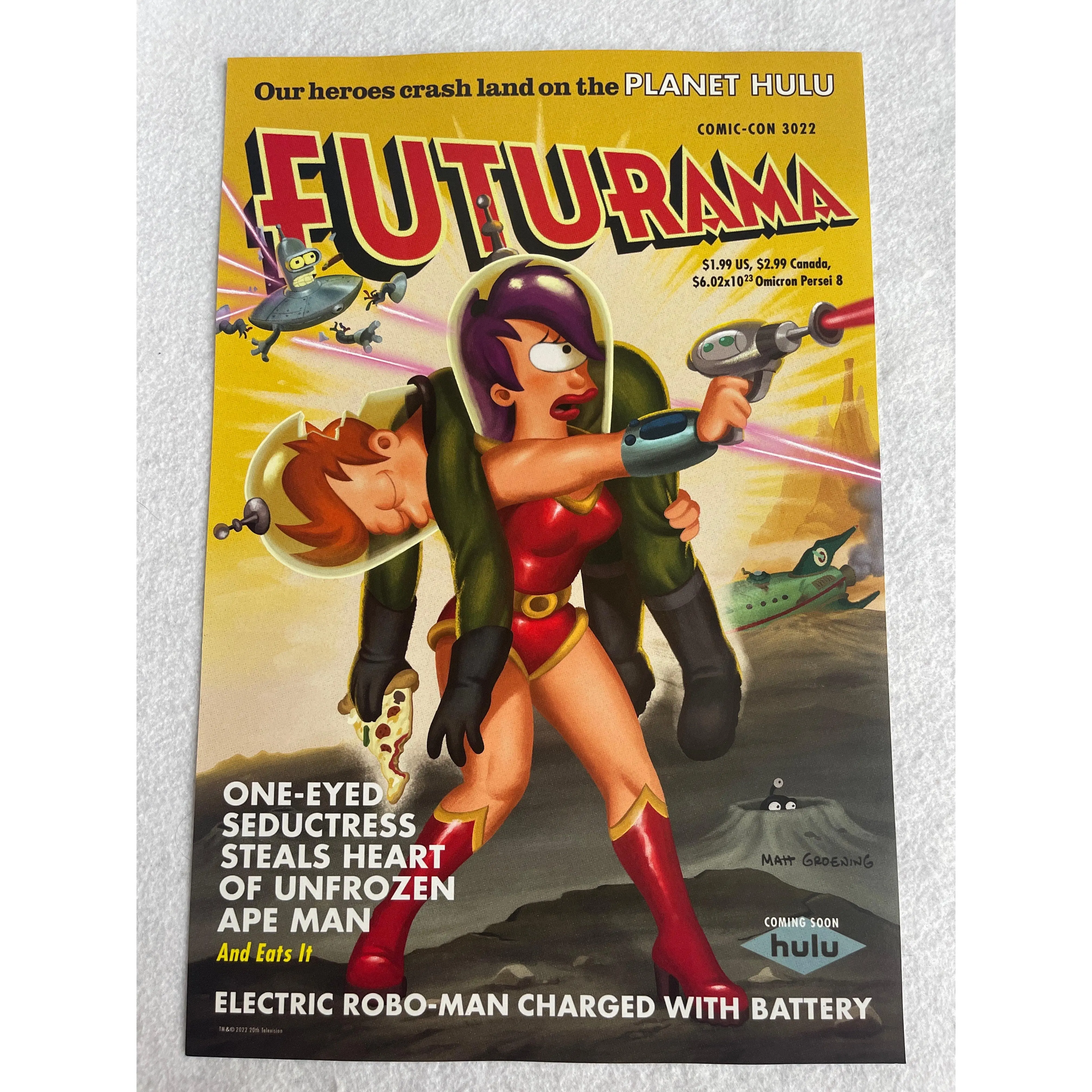 FUTURAMA - 12"x18" Original Promo TV Poster SDCC 2022 MINT Hulu