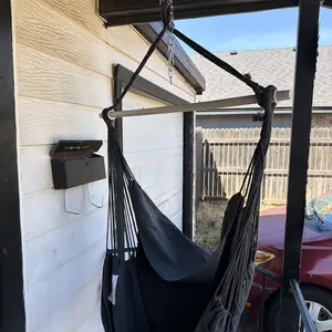 Single Hammock Chair with 2 Cushions, 330 LB Capacity & Fringe Cotton Rope Design，Foldable Indoor Outdoor