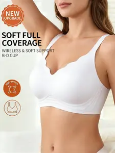 Women's Underwear, Wireless Seamless Padded Bralette, Full Coverage Fitted Design, Max Support & No Underwire, Casual Style All Season Wear