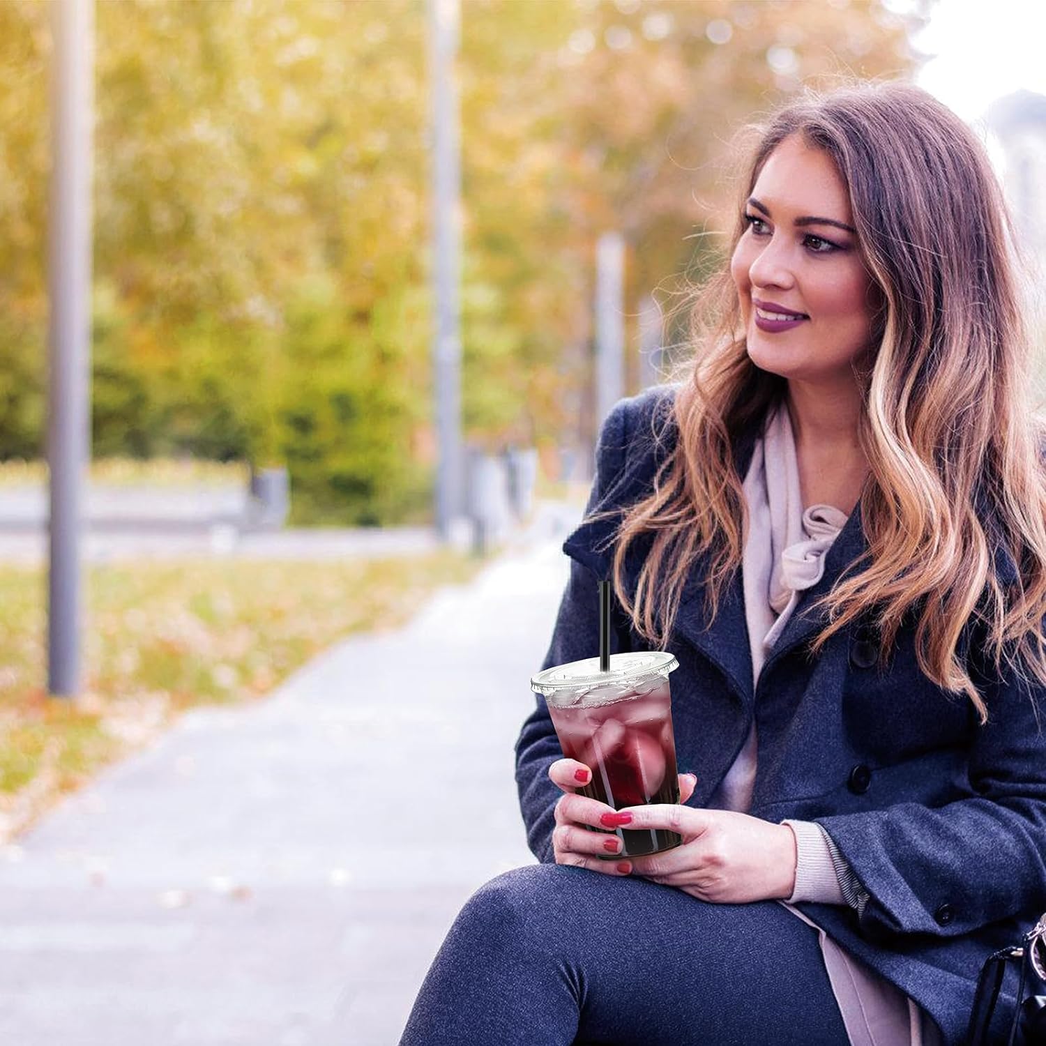16oz Clear Plastic Cup with Straw & Lid, 50 Sets Disposable Coffee Cup, Disposable Tableware for Party & Takeaway Drink, Plastic Clear Cups