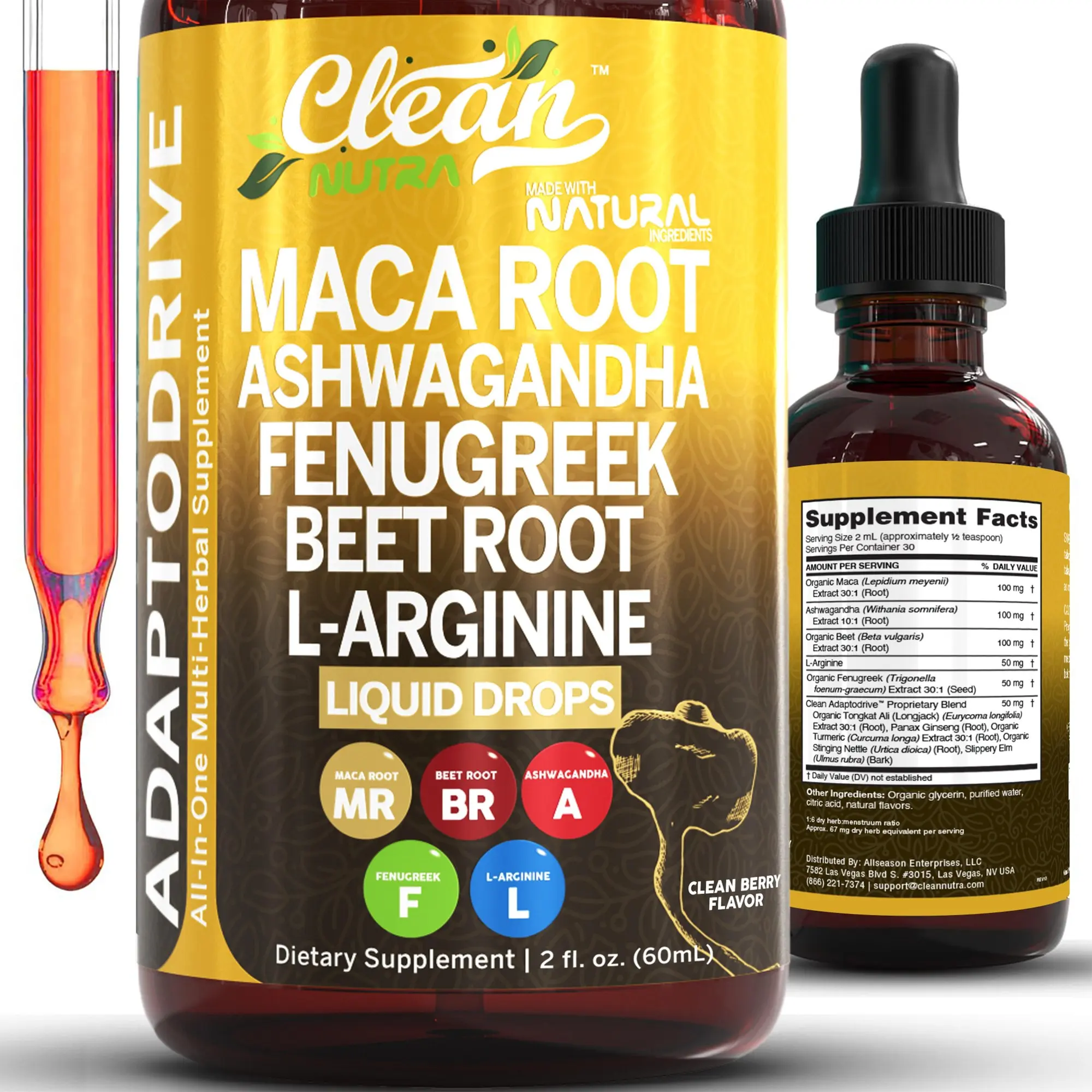 Clean Nutra Maca Root Drops for Women Ashwagandha, Fenugreek, Beet Root, L-Arginine & More for Women & Men's Optimum Health Liquid Drop – Adapto Drive Clean Nutra Maca Root Drops for Women Ashwagandha, Fenugreek, Beet Root, L-Arginine & More for Women & Men's Optimum Health Liquid Drop – Adapto Drive