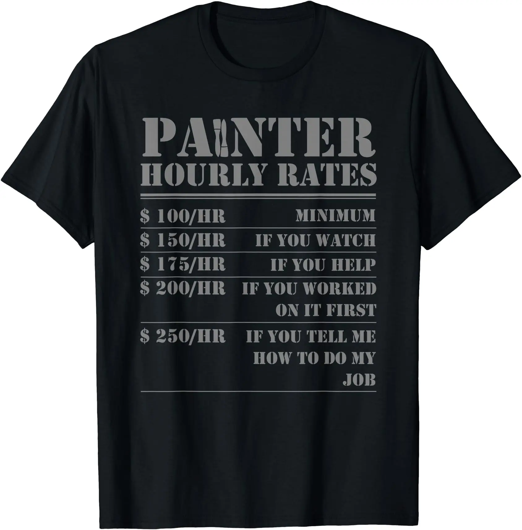Painter Hourly Rate Funny Handyman Painting Men Women Gift T-Shirt