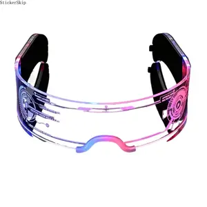 2026 LED Light Up Glasses – Neon Glow Party Sunglasses for Adults & Kids, Futuristic Rave Cosplay Shades, Light-Up Festival Glasses for Party, Club & Halloween