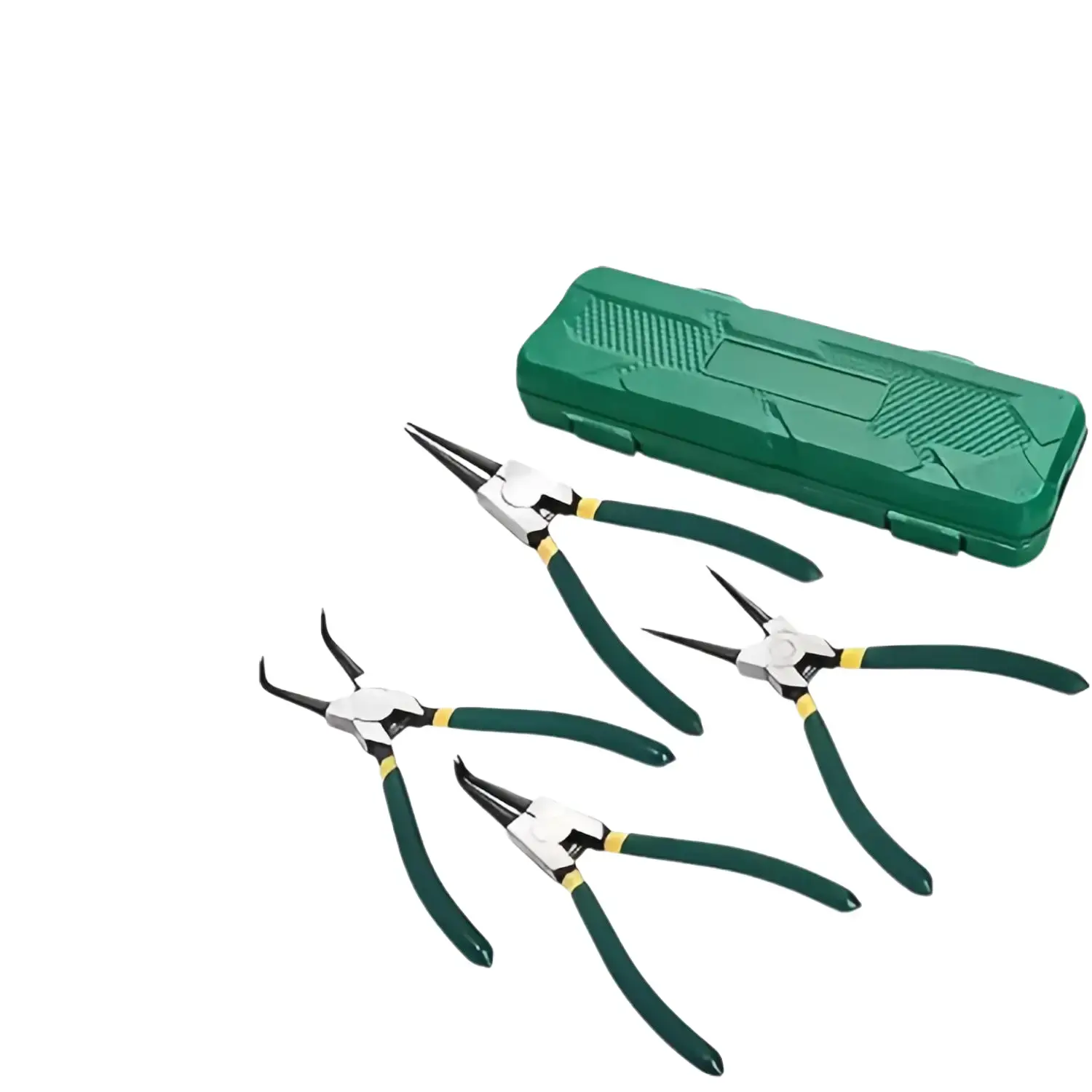 4-Piece Heavy-Duty Snap Ring Pliers Kit - Self-Opening Spring Handle, Dipping Grip, Anti-Slip Lock, Compact Storage Tool Box for Hand Tools, Household Appliances, Bicycles, Bearings, Agricultural Machinery Repair