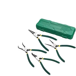 4-Piece Snap Ring Pliers Kit Heavy Duty Portable Tool Box for Hardware Repair with Self Opening Spring Handle Dipping Grip Hand Tools Lock Durable Sturdy Anti-Slip Handle Compact Storage