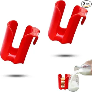 Kitchen Discovery Cup Cookie Holder Cookie Holder for Cup Hooks to Mugs and Milk Glasses to Keep Cookies and Biscuits in Dunking Reach – Cookies Holder, Tea Bag Caddy in Bright Plastic (2)