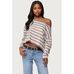 Alexis Off Shoulder Striped Knit Top