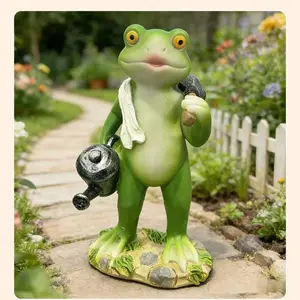 Vintage Cartoon Labor Frog Resin Figurine, Fun Decorative Ornament for Living Room, Study Room, Home Decoration, Retro Style