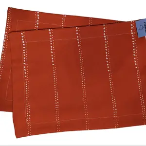 Double Sided Fall Placemats/ Decorator Mat Set of 2 | Orange White Dotted Stripe | Water Resistant Placemats | Fall Placemat | Autumn Halloween hand tufted hand placemat