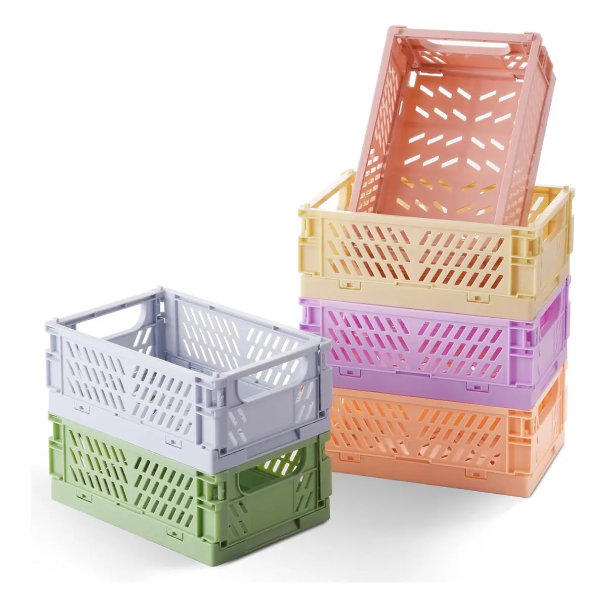 6-Pack Mini Storage Baskets, Collapsible Plastic Bins for Small Items