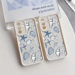 Stylish Blue Ocean Shell Starfish Phone Case for Galaxy A26 A36 A55 A35 A06 A16 A05 A14 A24 A34 A54 A15 A05S A25 A23 A33 A53 A73 A13 4G 5G Protective Shockproof Soft TPU Back Cover