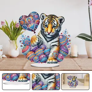 Acrylic Special Shape Animals Diamond Painting Tabletop Ornaments Kit Table Top Diamond Painting Ornament Kits 5D DIY Diamond Art Tabletop Decorations for Home Office Decor