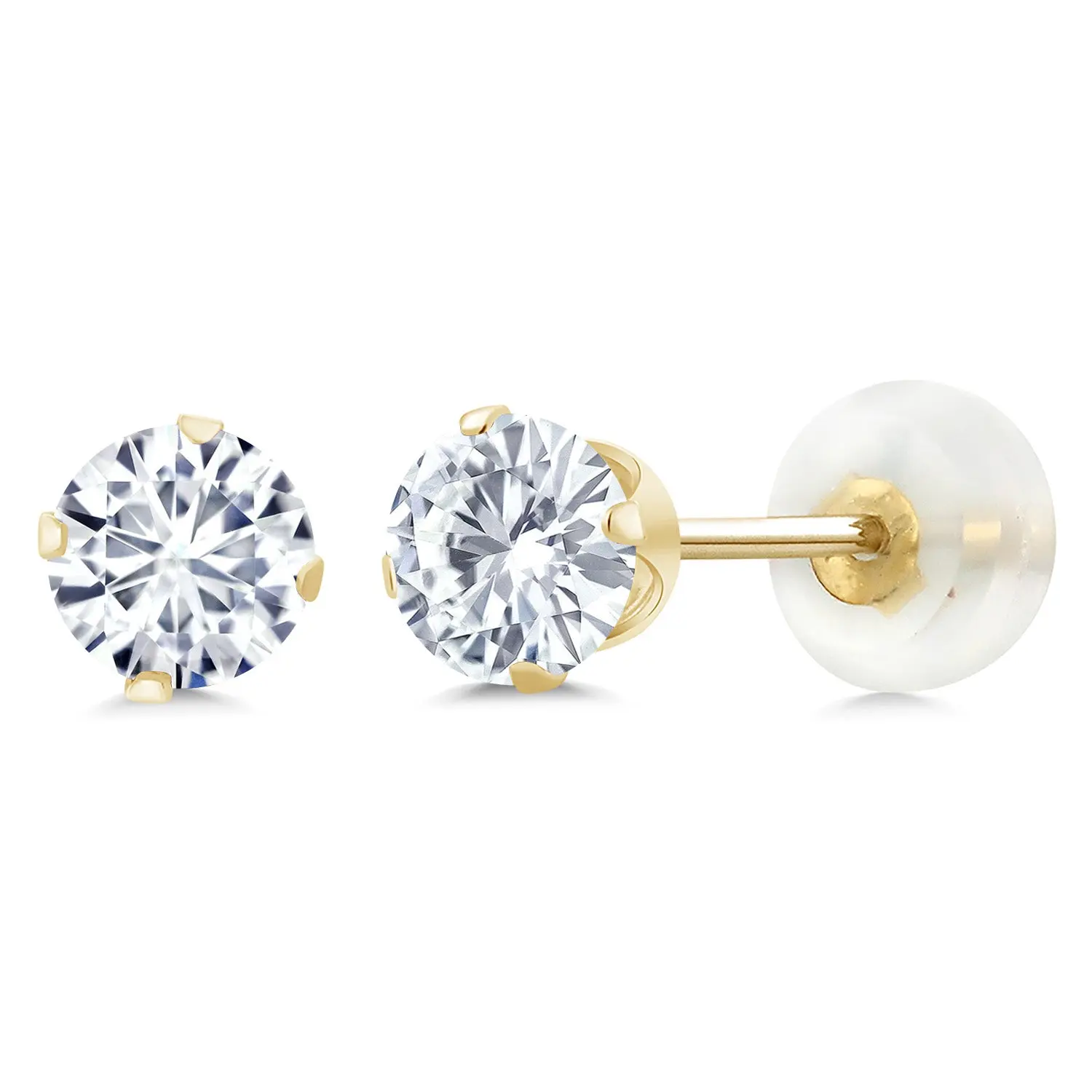 10K Yellow Gold Moissanite Stud Earrings For Women Men | 1.00 Cttw | Round 5MM