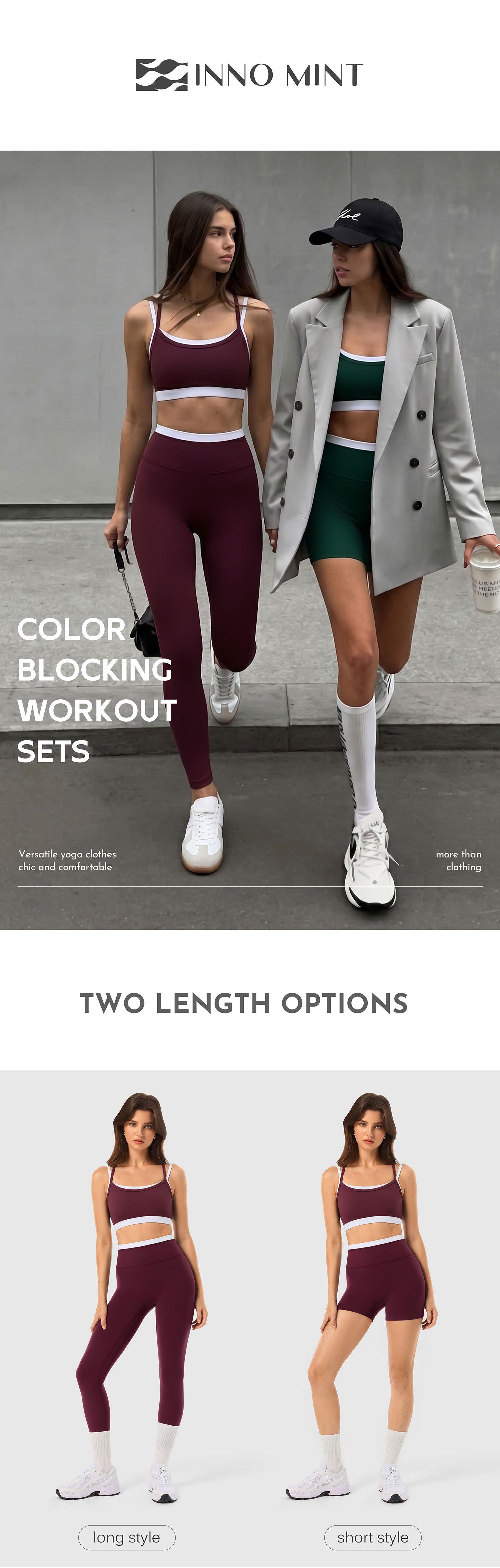 INNO MINT Women's 2-Piece Matching Workout Set, Women's Clothes with Seamless Yoga Leggings & Padded Sports Bra for Gym Athletic Use
