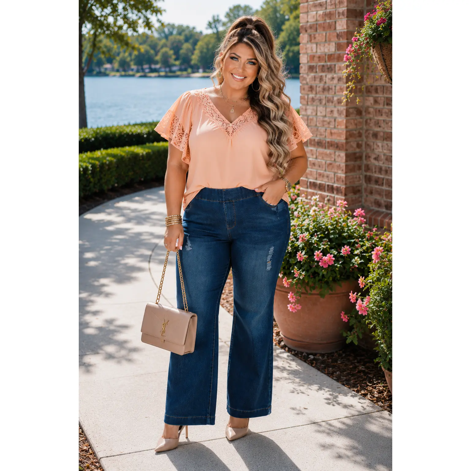 LEG-5 {Homeward Bound} Distressed Flared Jeggings PLUS SIZE XL 2X 3X