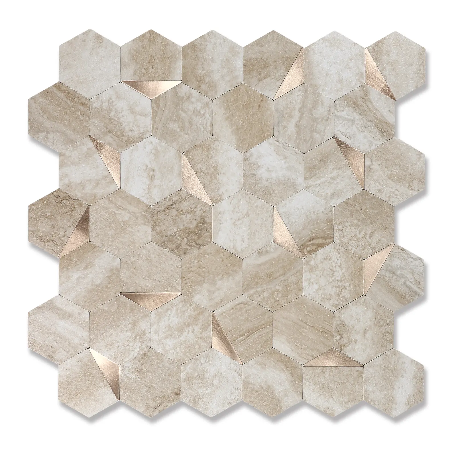 Yipscazo 10 Sheets Beige Slate Hexagon 12.2''x11.34'' Peel and Stick Backsplash for Kitchen Wall, Heat Resistant Stick on Backsplash PVC Smart Tiles, Waterproof Peel and Stick Wall Tiles for Bathroom peel and stick wallpaper