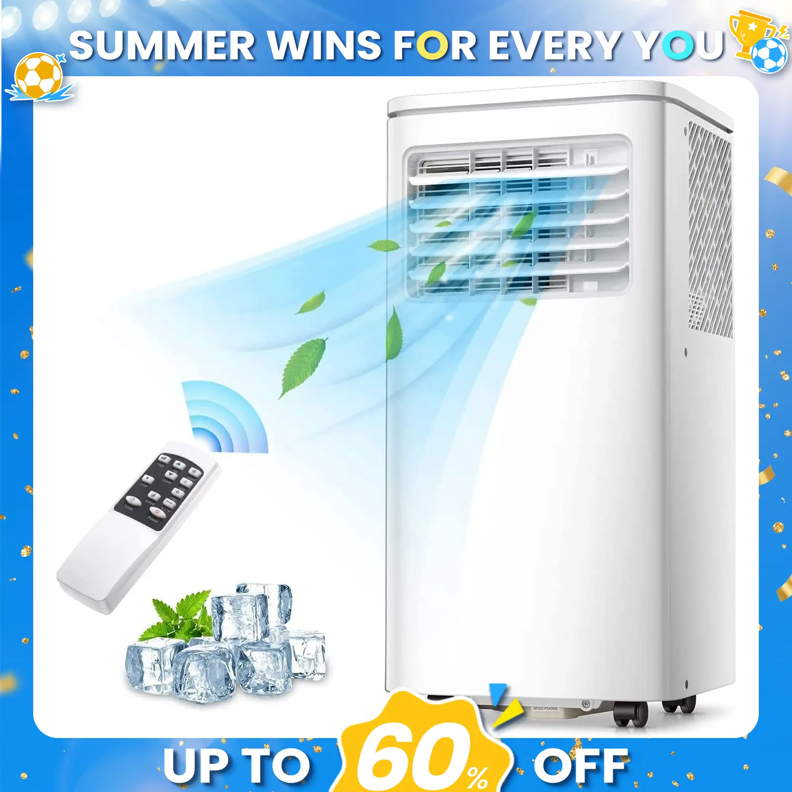 2026 New Model Fast Cooling: Antarctic Star Portable Air Conditioner 8000 BTU (ASHRAE), Remote Control, 2 Fan Speeds, Quiet Operation, Cools 200 sq.ft, 24H Timer, Fan Mode for Bedroom Office Home Dorm summerwins