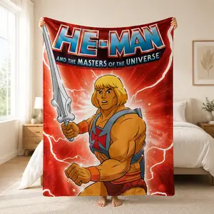 He-Man Flannel Blanket Masters of the Universe Throw Blanket Soft Cozy Fleece Blanket for Bed Couch Sofa, Warm Plush Blanket for Fans Kids Adults Gift