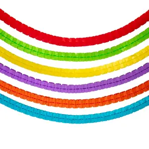 Rainbow Colors Tissue Paper Garlands - 6 Pc.