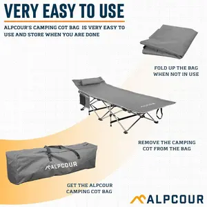 Alpcour Heavy-Duty Polyester Replacement Camping Cot Bag – 42" ,Ideal for Camping, Travel & Beach Durable, Multifunctional, Easy to Carry & Store