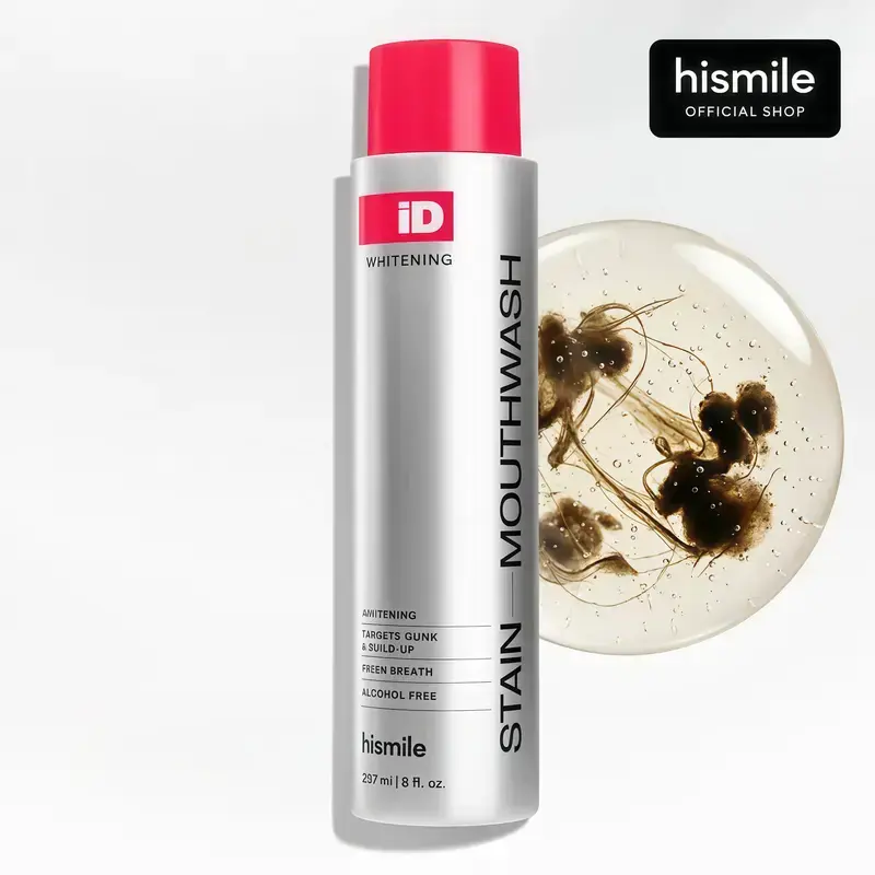 Hismile iD Oral Stain-Whitening Mouthwash - 237ml, Teeth Whitening, Essential Oils-Infused Breath Freshening (Beauty & Personal Care, Nasal & Oral Care)