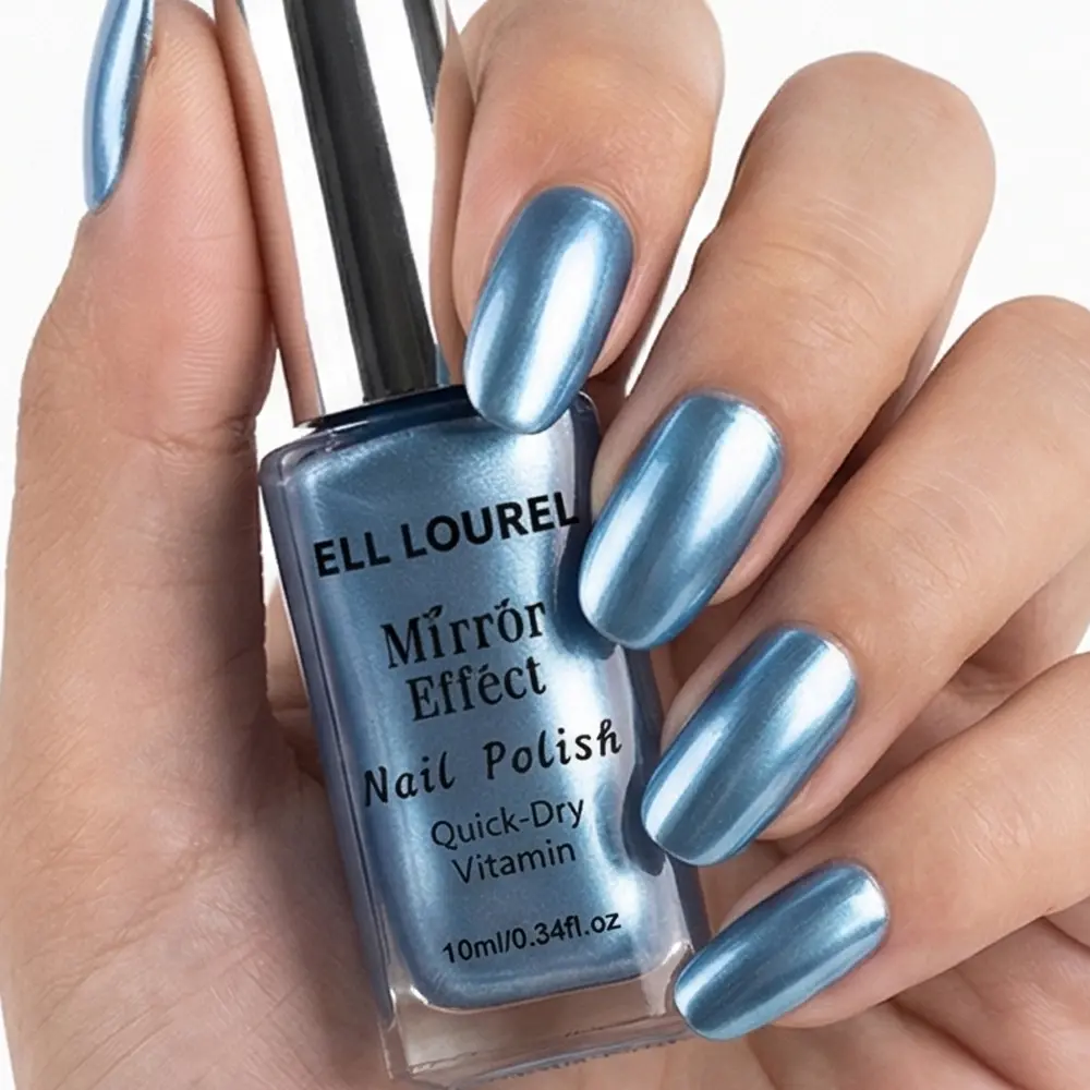 ELL LOUREL Nail Polish in Ice Blue - Quick-Drying, Long-Lasting Nail Care, Gentle Alcohol-Free Formula with a High-Gloss, Non-Flaking Mirror Finish
