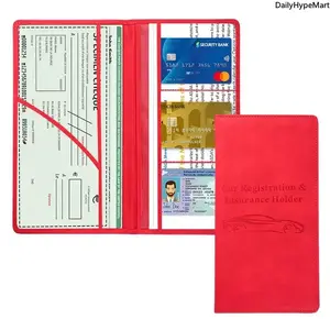 2026 Car Registration Insurance Holder, Leather Driving License Cover Auto Documents Wallet
