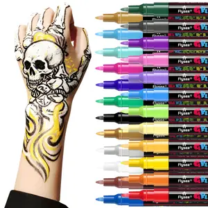 12/18/24 Colors Body Paint Marker Pen, Face Body Art Temporary Tattoo Drawing Pen, Party Supplies, Art Supplies Stone, Wood, Glass, Plastic & Canvas Art Creation