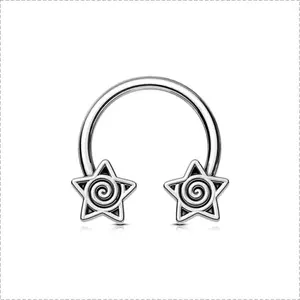 Oufer 16G Spiral Stars Horseshoe Style Septum Ring