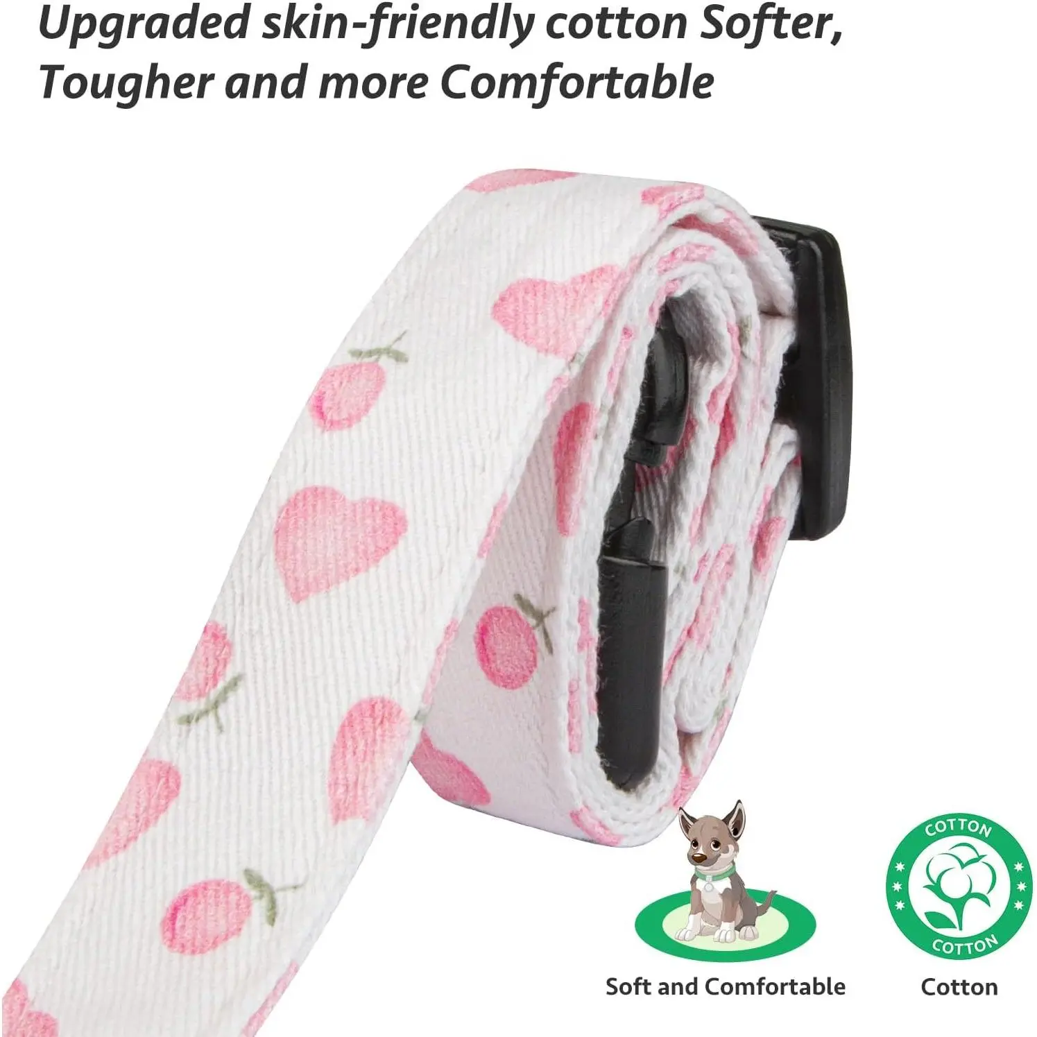 Cotton Handmade Dog Collar Cute and Distinctive Patterns White and Pink Love Heart with Pendant for Girl Boy Dogs Collars S Cotton Handmade Dog Collar Cute and Distinctive Patterns White and Pink Love Heart with Pendant for Girl Boy Dogs Collars S