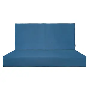 RSH Decor Sunbrella Foam Loveseat Cushion Set for Patio Furniture - Deep Seating Settee Back Cushions, Outdoor Performance Fabric, Canvas Regatta, Made in USA