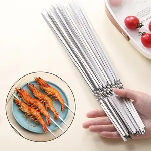 10/20 Pcs Stainless Steel Kabob Skewers Set - Metal Skewers for Grilling & BBQ | Reusable Metal Skewers for Kabobs with Storage Holder (Ideal Grilling Skewers for Barbecue)