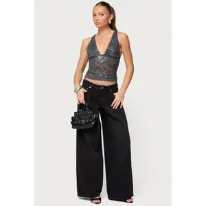 Isabela Sequin Sheer Lace Tank Top