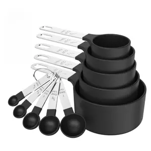 10pc Stainless Steel Measuring Cups & Spoons Set - Stackable & Nesting Design with Ergonomic Handles, Precision Baking Tools for Dry/Liquid Ingredients, Kitchen Essentials for Cooking